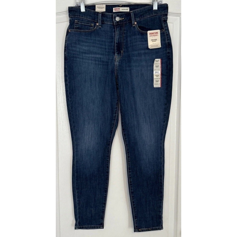 Signature Levi Strauss Women 12S 31/28 Modern High Rise Skinny Jeans Blue NEW